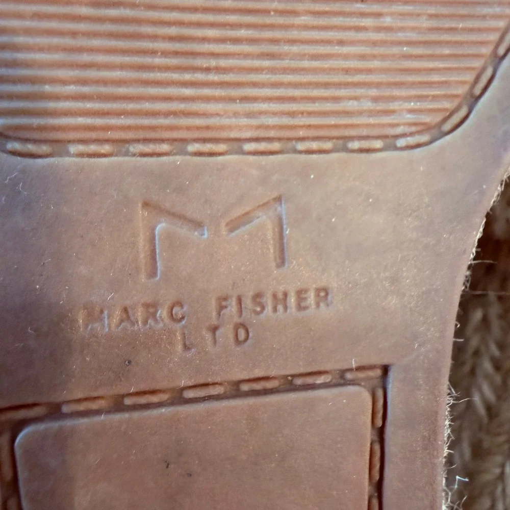 Marc Fisher LTD Alida Metallic Leather Espadrille Wedge Sandals‎ Silver 8M